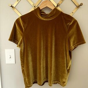 Madewell Gold Velvet Mock Neck Tee
